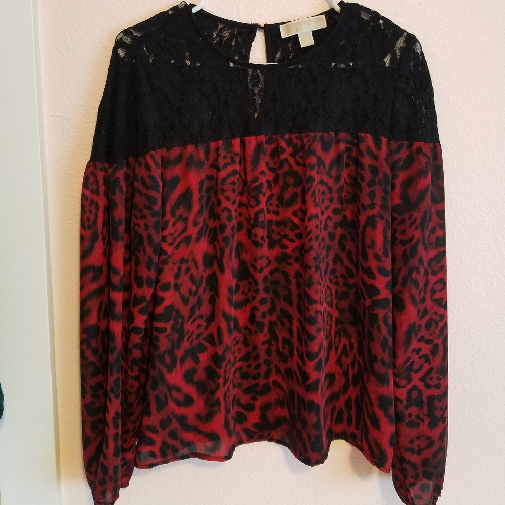 Lace and leopard Michael Kors blouse